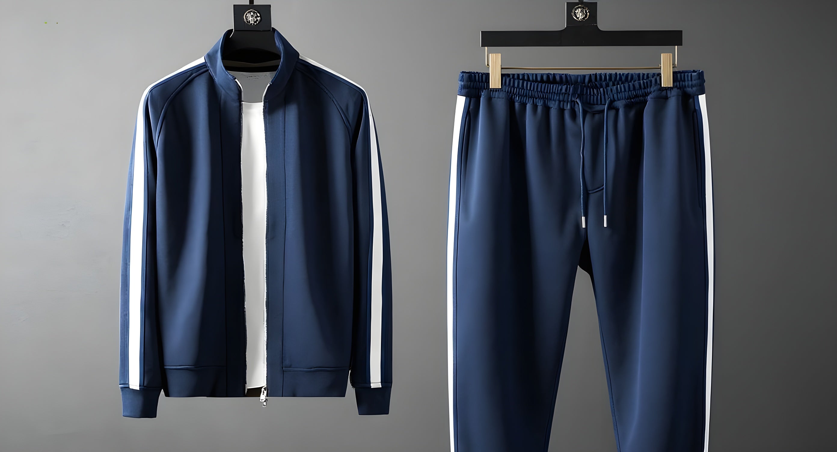 Men's Casual Fleece Padded Coat Trousers Suit