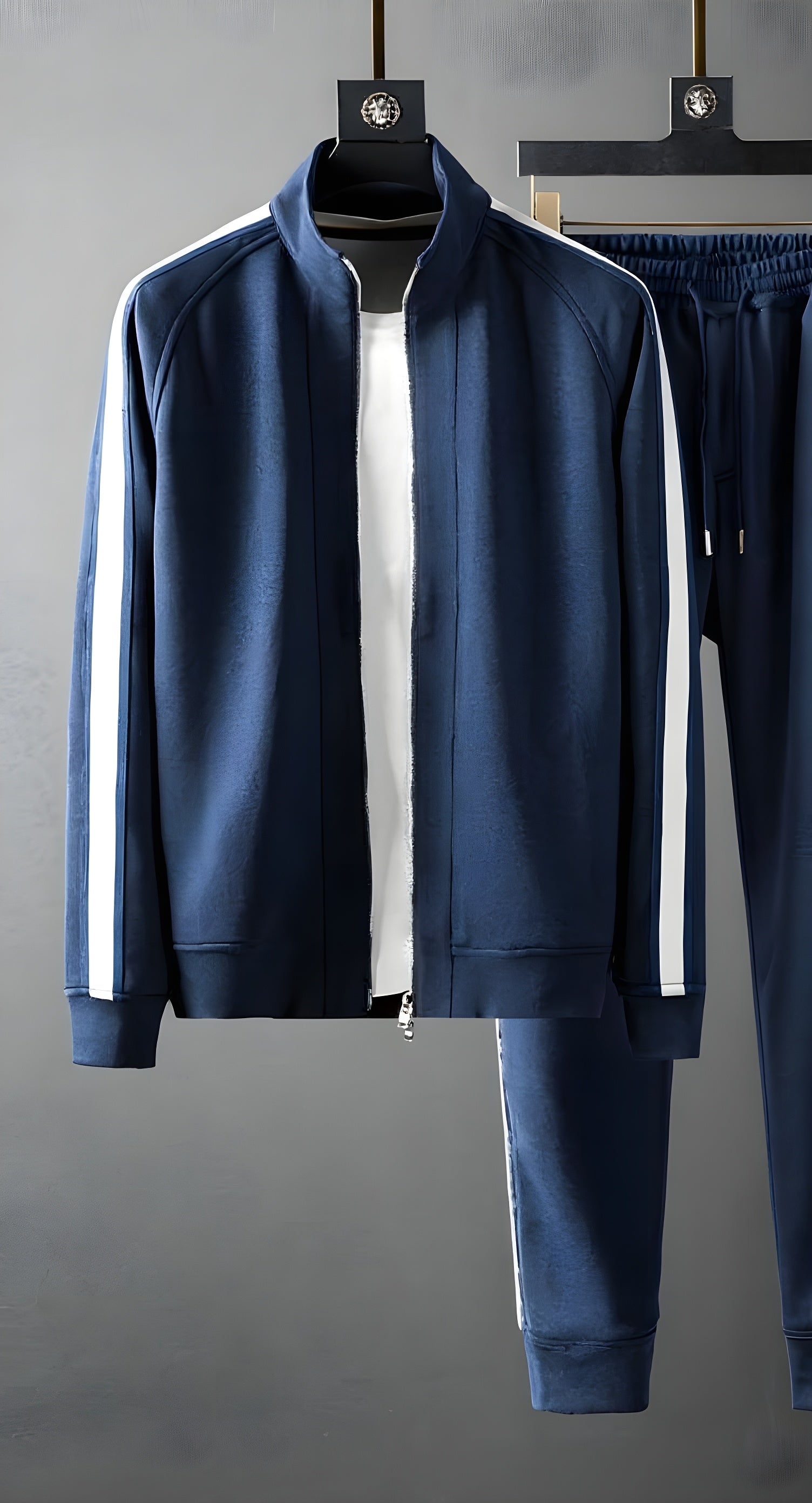 Men's Casual Fleece Padded Coat Trousers Suit